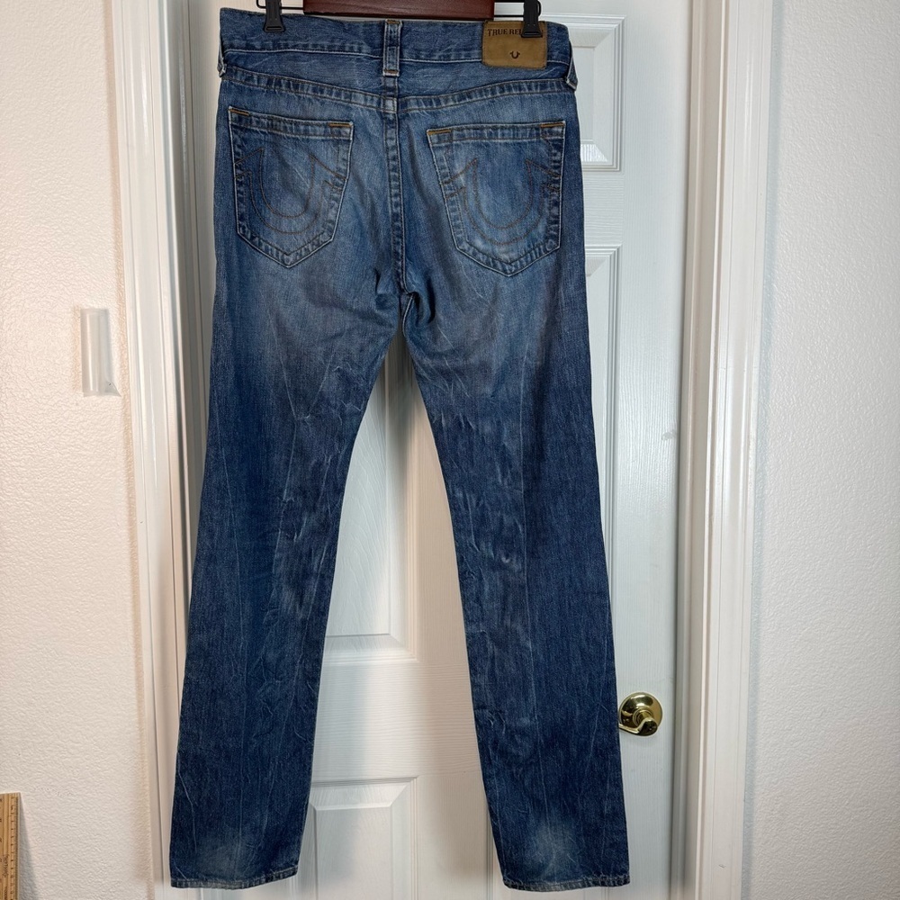 True Religion Geno Jeans Men's Size 30 (32X34) Blue Relaxed Slim No Flap - Picture 3 of 13